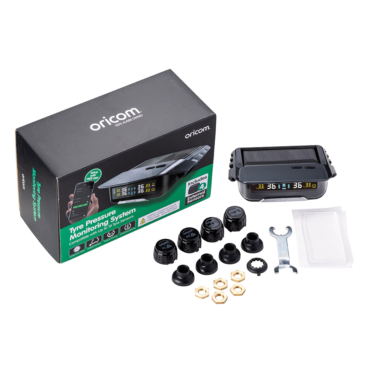TPMS10-8E Tyre Pressure Monitoring System Incl. 8 External Sensors with APP Control Settings