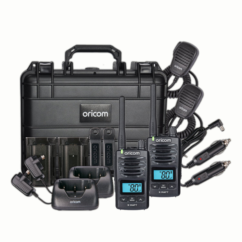 DTXTP600 5 Watt IP67 Waterproof Handheld UHF CB Radio Trade Pack (Twin Black Radios)