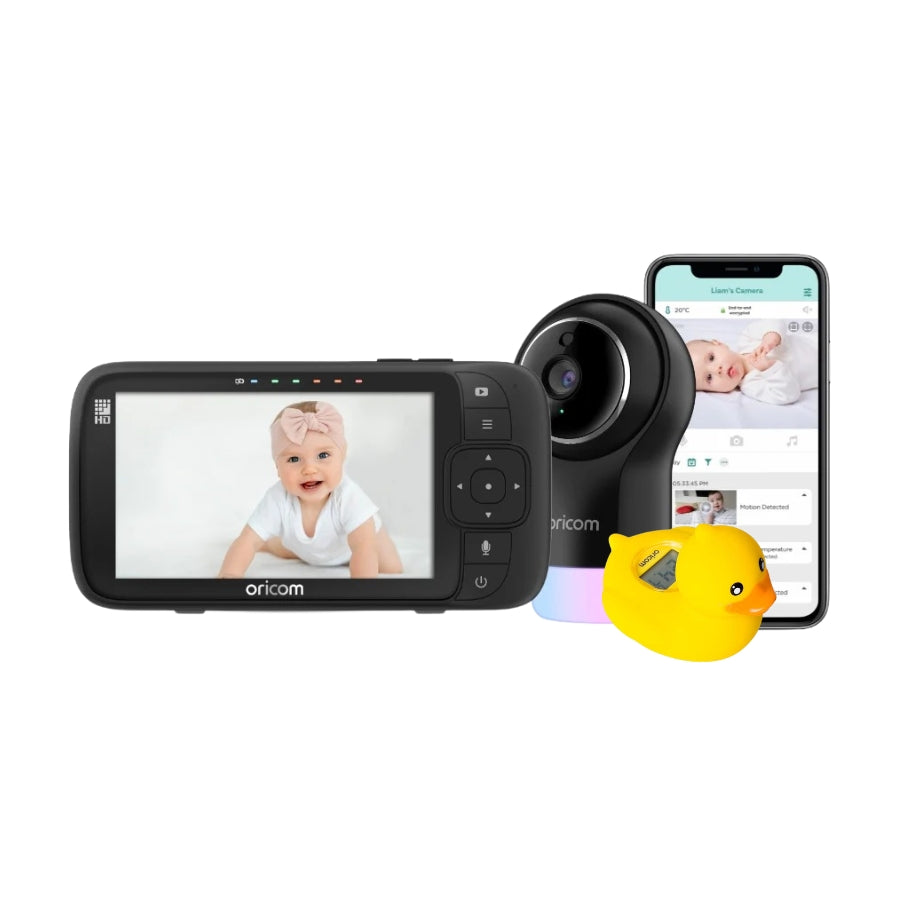 OBH950BKVP02SD 5" Smart HD Video Baby Monitor and Duck Bath Thermometer Bundle
